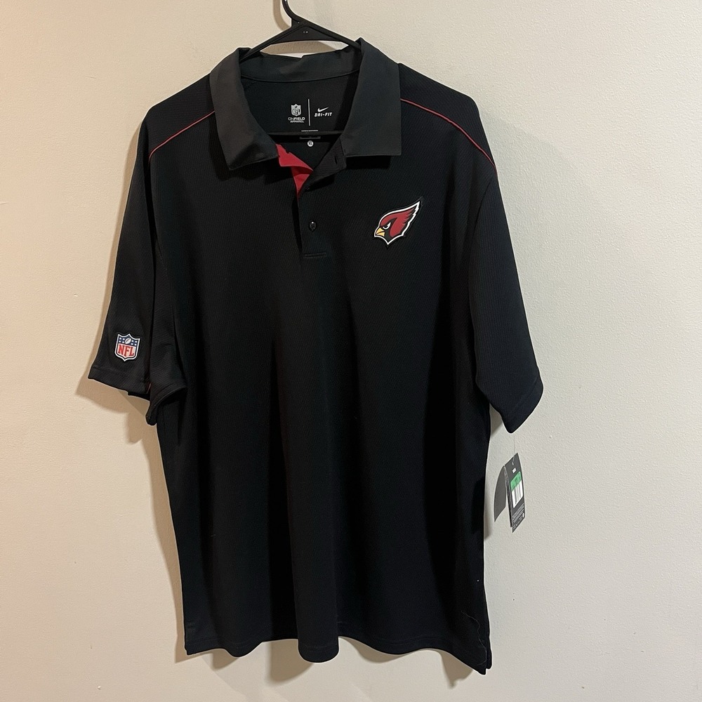 NWT Nike Men's XLarge Arizona Cardinals Dri-Fit NFL Polo Shirt Black Training
